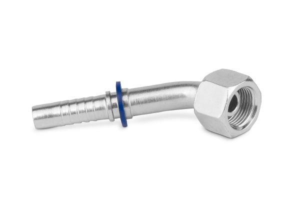 Końcówka do węża kolanko 45st. z nakrętką nakładaną DKR45 C15-06 G1/4” 0258-04-04