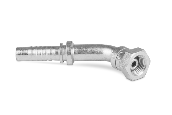 Końcówka do węża kolanko 45st. z nakrętką rolowaną DKR45 C15-10 G1/4” 0251-06-04