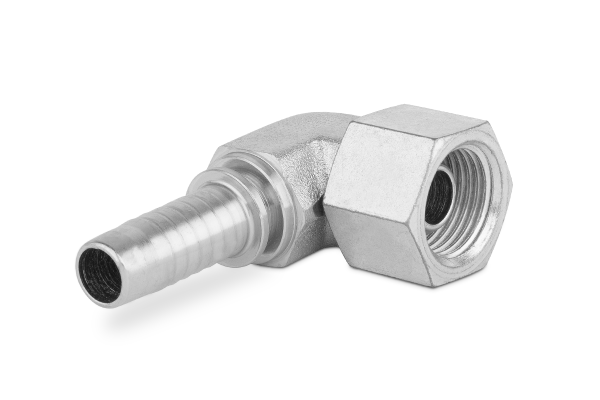 Końcówka do węża niskie kolanko 90st. kute z nakrętką z drutem DKR90-K TW C12K-10 G1/2” 2320-06-08