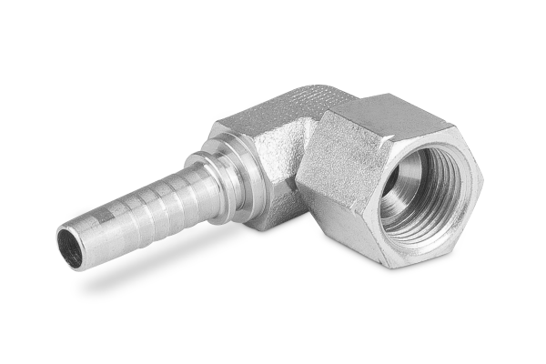Końcówka do węża niskie kolanko 90st. kute z nakrętką z drutem DKJ90-K TW C92K-10 JIC 3/4” 2970-06-08