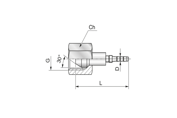 Końcówka do węża pomiarowego DN2 prosta z nakrętką, osłoną na tuleje DKR C11-02 G1/4" 38140000