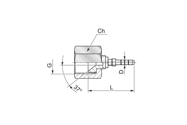 Końcówka do węża pomiarowego DN2 prosta z nakrętką, osłoną na tuleje DKJ C91-02 JIC 1/2” 39120000