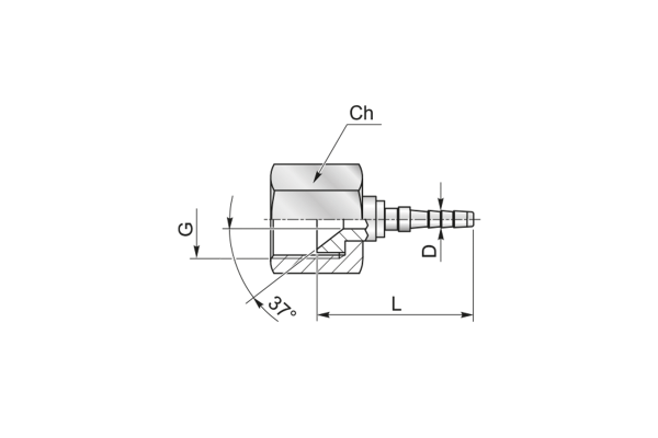 Końcówka do węża pomiarowego DN3 prosta z nakrętką DKJ C91-03 JIC 7/16" 39160003