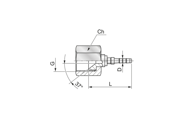 Końcówka do węża pomiarowego DN4 prosta z nakrętką, osłoną na tuleje DKJ C91-04 JIC 3/8" 3938J004