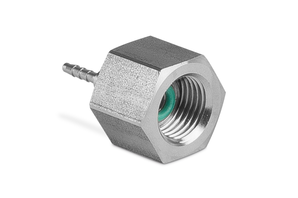 Końcówka do węża pomiarowego DN2 prosta z nakrętką pod manometr G1/4" (uszczelnienie z oringiem) 3614VAI0 stal AISI 316L