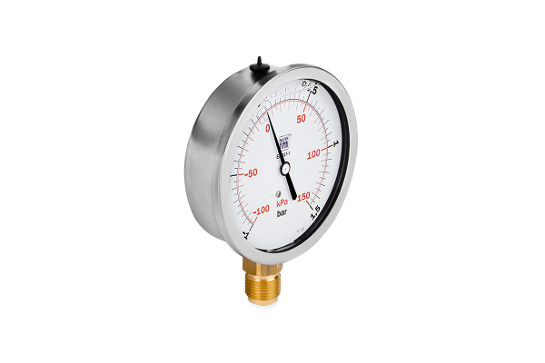 Manometr glicerynowy DN100 radialny Vacuometr 1/2” (-1-+1,5)bar VM100RL1/2(-1-+1,5)