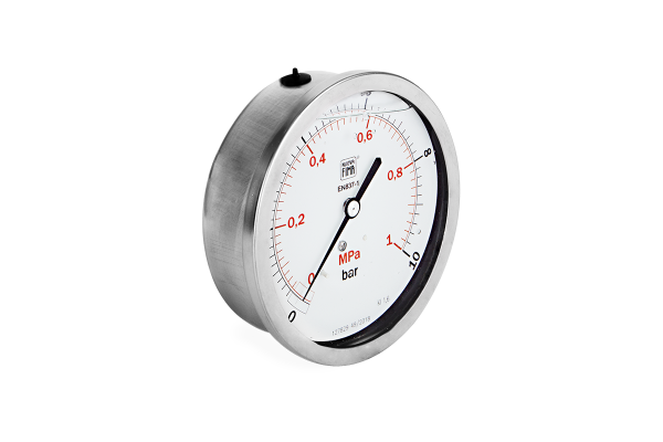 Manometr glicerynowy DN100 tylny ekscentryczny 1/2” (0-10)bar M100TL1/2(0-10)