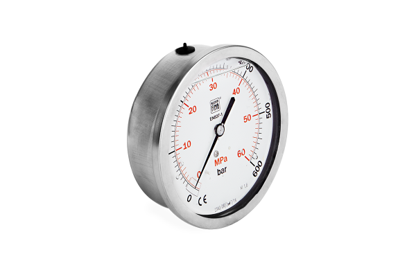 Manometr glicerynowy DN100 tylny ekscentryczny 1/2” (0-600)bar M100TL1/2(0-600)