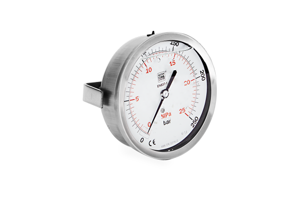 Manometr glicerynowy DN100 tylny ekscentryczny 1/2" blaszka (0-250)bar M100TL1/2(0-250)B