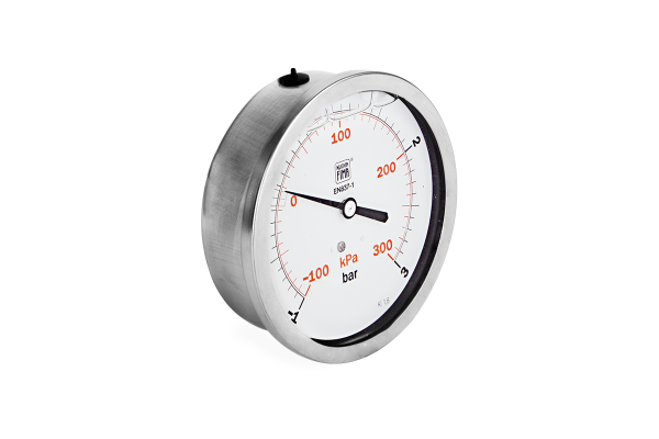 Manometr glicerynowy DN100 tylny ekscentryczny Vacuometr 1/2” (-1-+3)bar VM100TL1/2(-1-+3)