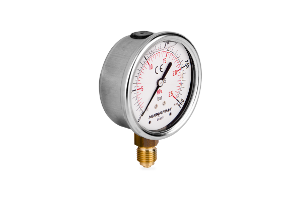 Manometr glicerynowy DN63 radialny 1/4” (0-250)bar M63RL1/4(0-250)