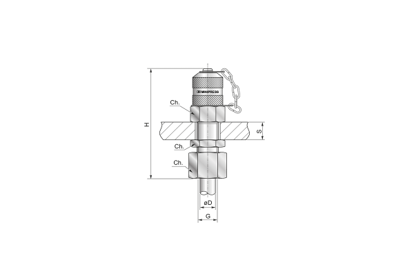 Przyłącze pomiarowe grodziowe wg DIN 3861 DN10 M18x1,5/M16x2 zat. metal. S11618X15C