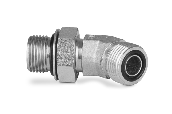 Przyłączka kolankowa 45° z przeciwnakrętką 7/16” UNF-11/16” ORFS 6250-04-09