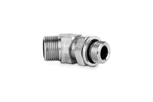 Przyłączka kolankowa 45° z przeciwnakrętką 9/16” UNF-9/16” ORFS 405609