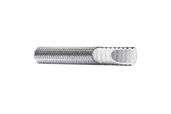 Wąż teflonowy karbowany PTFE z jednym oplotem metalowym CLWB DN51 36bar 0321