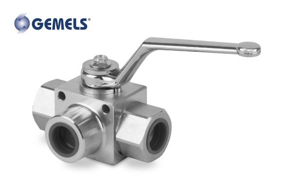 Zawór kulowy odcinający 3-drogowy GE3T 1/2” BSP DN13 typ "T" 500Bar GEAGGT33011A000