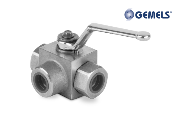 Zawór kulowy odcinający 3-drogowy 1/8" BSP DN04 typ "L" 400Bar stal nierdzewna 316L GE3GGT04044A000