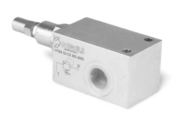 Zawór przeciążeniowy VRM G3/8” 80-300 bar 45 l./min. kapturek z wyjściem pod manometr M1/4" stal NVR2G020001