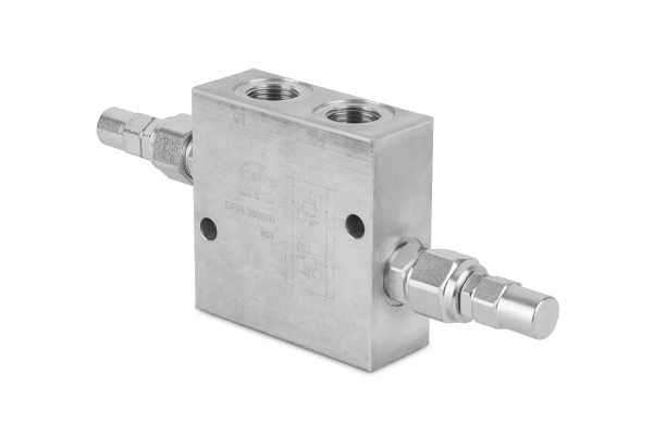 Zawór przeciążeniowy w ukł. krzyżowym liniowy 1/2” BSP 80 l./min. 30-260 bar imbus DPRL800320A