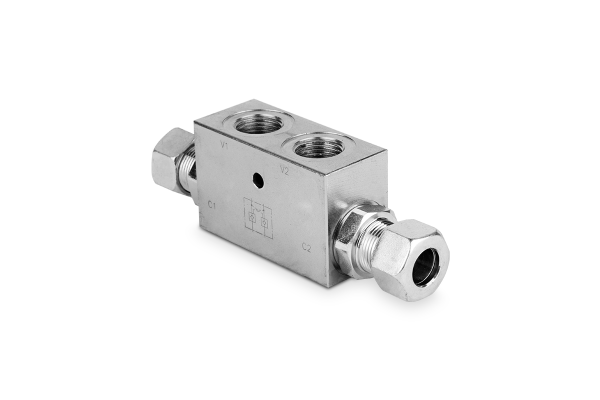 Zawór zwrotny bliźniaczy sterowany z otw. montaż. DIN 2353 1/2" BSP 50l./min. 300 Bar D15 LVDT-DIN25