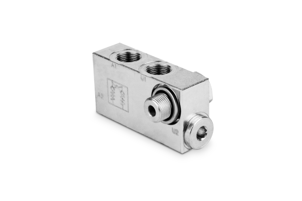 Zawór zwrotny bliźniaczy sterowany (+ śruba + 2 podkładki) 1/4" BSP 20l./min. 300 bar stal VRDE01CIL