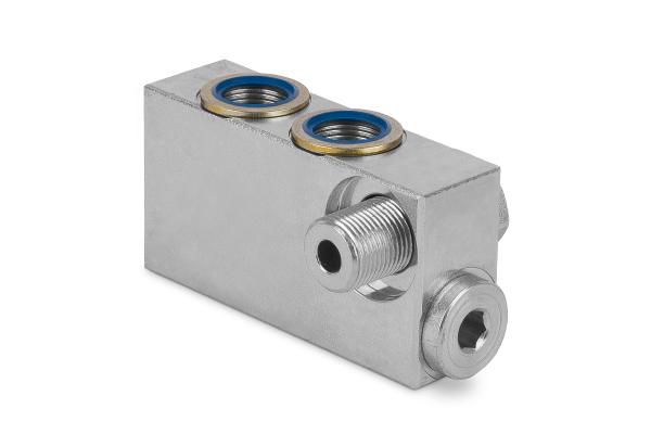 Zawór zwrotny sterowany pojedynczy (+ śruba + 2 podkładki) 3/8" BSP 20l./min. 300 bar BANJO stal VRSE02CIL