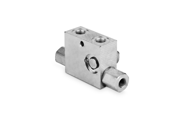 Zawór zwrotny sterowany pojedynczy+ by-pass 1/4" BSP prawy 25l./min. 350 bar stal VRPSE01FR
