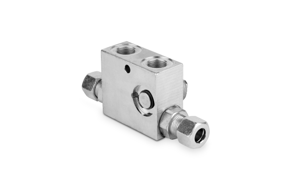 Zawór zwrotny sterowany pojedynczy+ by-pass - DIN2353 3/8" BSP D12 prawy 25l./min. 350 bar stal VRPSE015AR