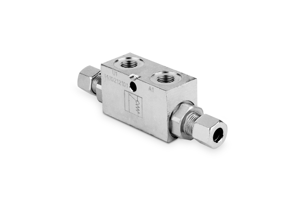 Zawór zwrotny sterowany pojedynczy z otw. montażowymi DIN 2353 1/4" BSP 20l./min. 350 bar D10 stal VRSE005AFF