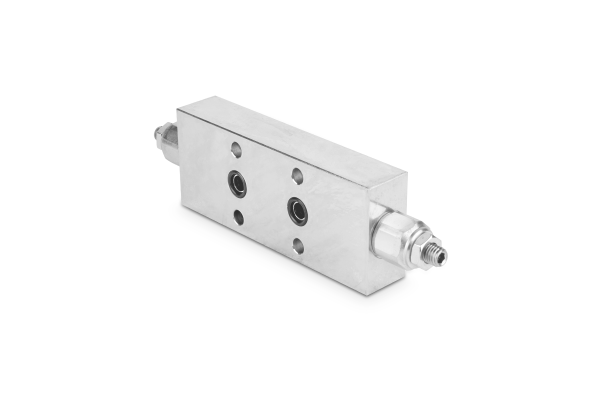 Zawór zwrotny sterowany przeciążeniowy bliźniaczy płytowy 1/2" 60l./min. 60-350bar stal VBCF1202S