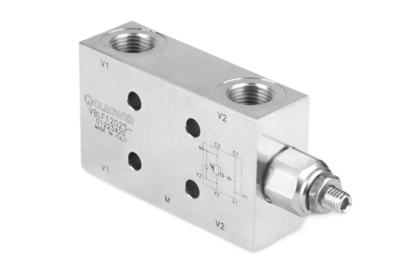 Zawór zwrotny sterowany przeciążeniowy pojedynczy płytowy 1/2" 60l./min. 60-350bar stal VBLF1202S