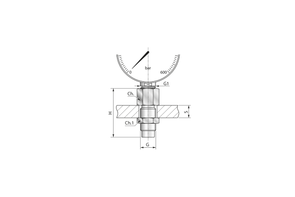 Złącze manometryczne grodziowe M16x2, wew. 1/2" BSP z wolnym przepływem 18120000