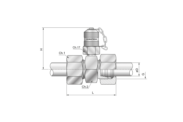 Złącze pomiar. z przyłączem wg DIN 2353 (trójnik) L10 M16x1,5 zat. metal. S11310000C